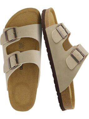 Men's Stone Lane Cork Footbed Sandals Adjustable Buckle Comfort Slides